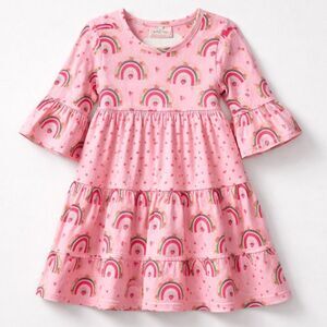 Pete +Lucy pink rainbows strawberries tiered ruffle dress size 3T NWT
